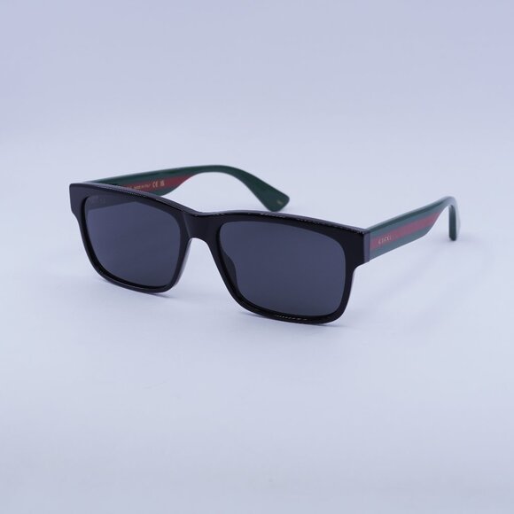 Gucci GG0340S 006 Sunglasses Shiny Black Square Frame, Grey Lenses